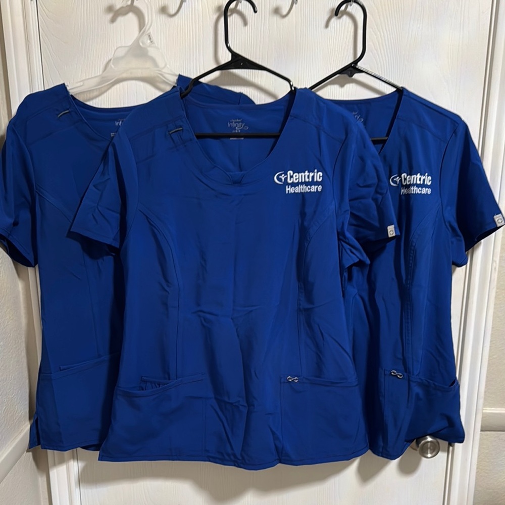 Cherokee Infinity Women's Scrub Tops Large‎ Bundle Of 3 Centric Healthcare Blue